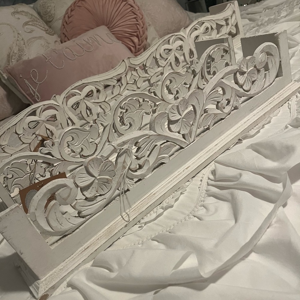 Three white shabby chic shelves
